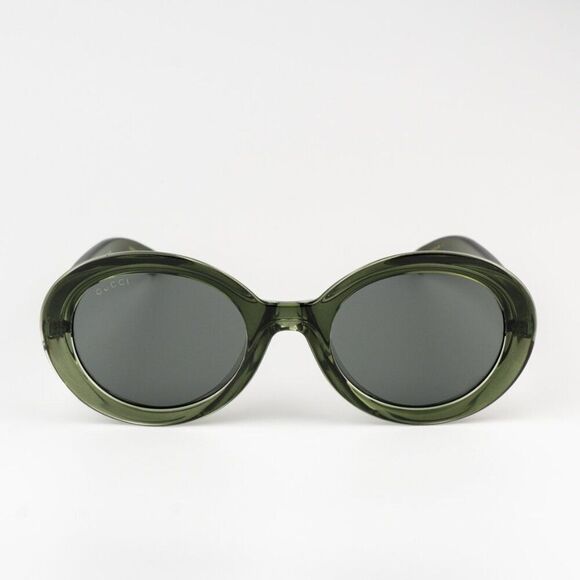 NEW Gucci GG1722SA 005 Transparent Dark Green Smoke Grey Unisex Oval Sunglasses - Picture 3 of 11